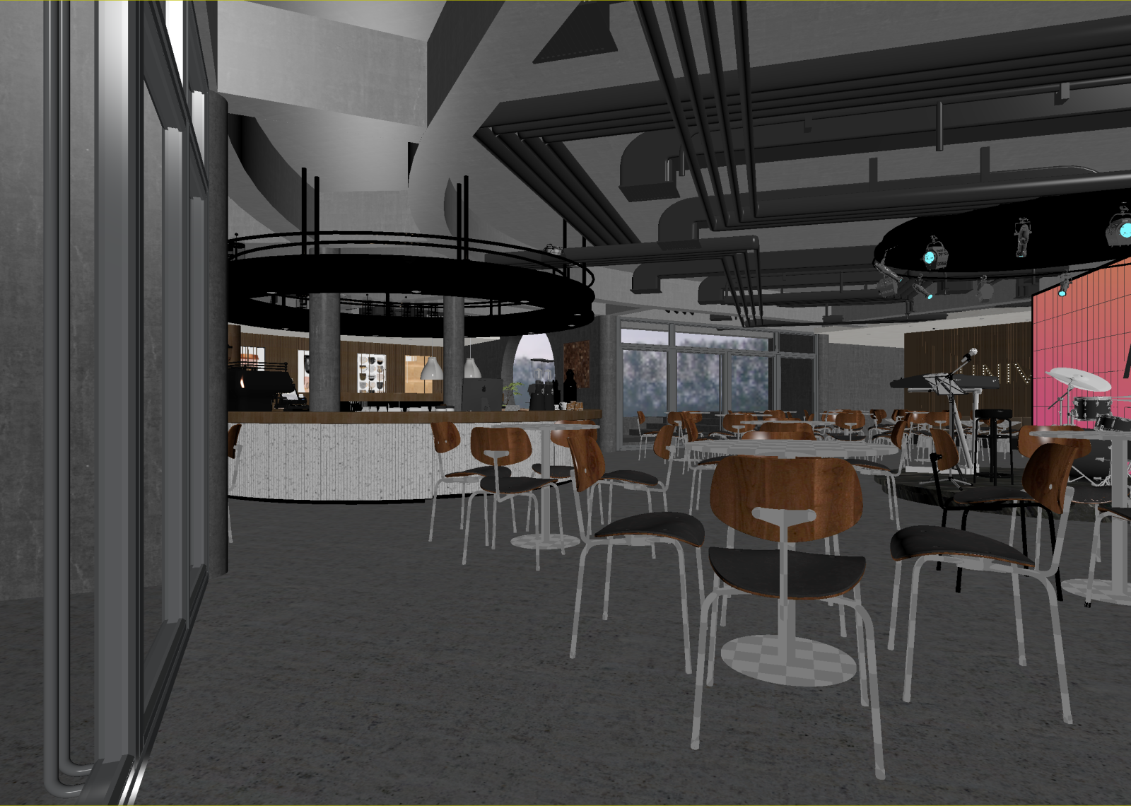 工业风咖啡厅3D模型下载【ID:1214452097】