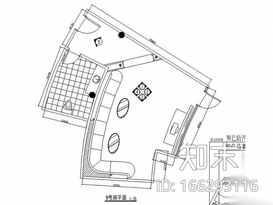 夜总会九号包厢室内装修图cad施工图下载【ID:166293116】