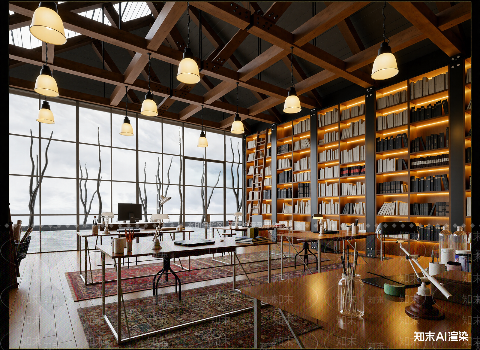 原木办公室3D模型下载【ID:1214760319】