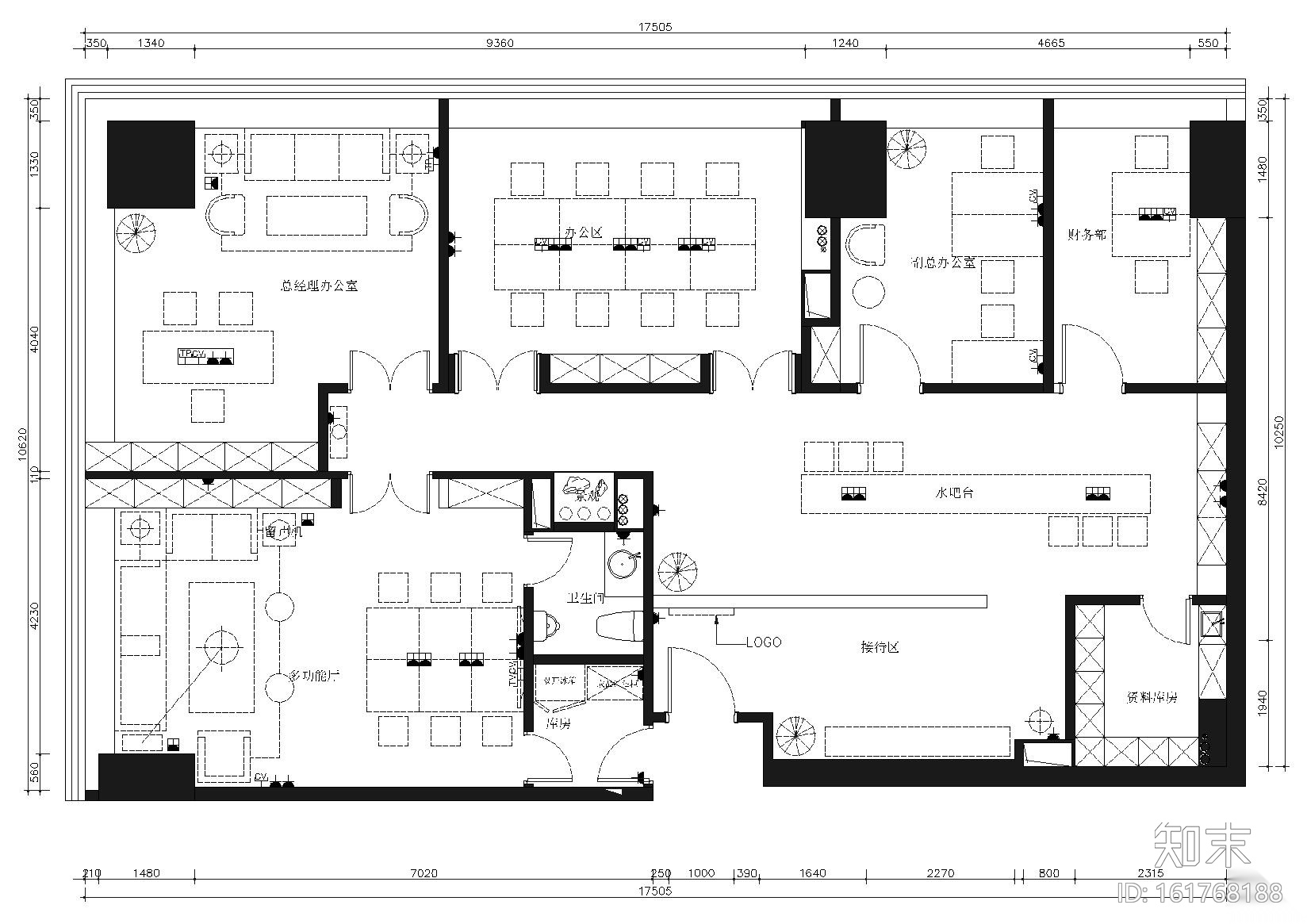 [广州]云峰投资公司办公室室内施工图+实景cad施工图下载【ID:161768188】