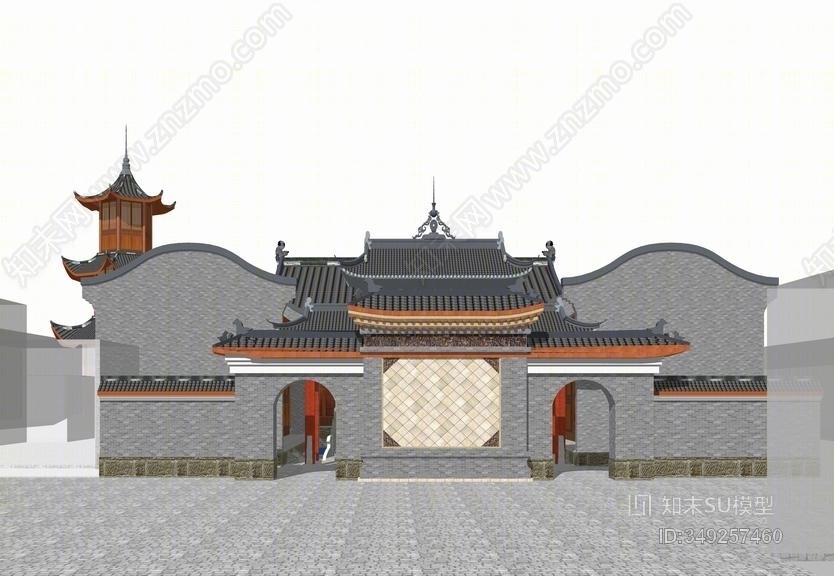 中式古建筑SU模型下载【ID:349257460】