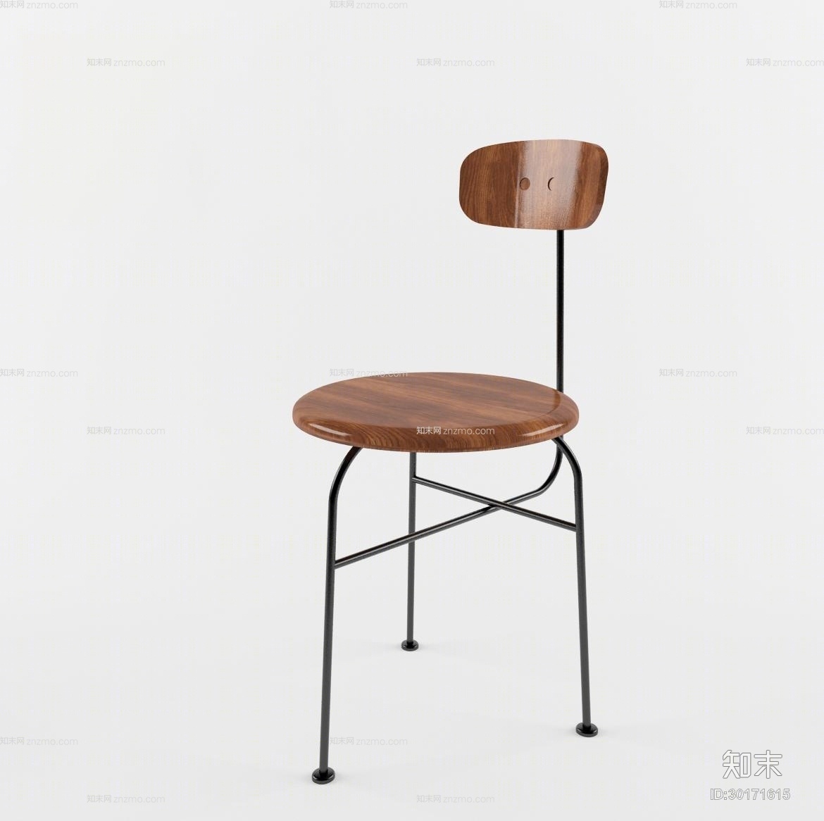 现代原木色吧椅3D模型下载【ID:30171615】