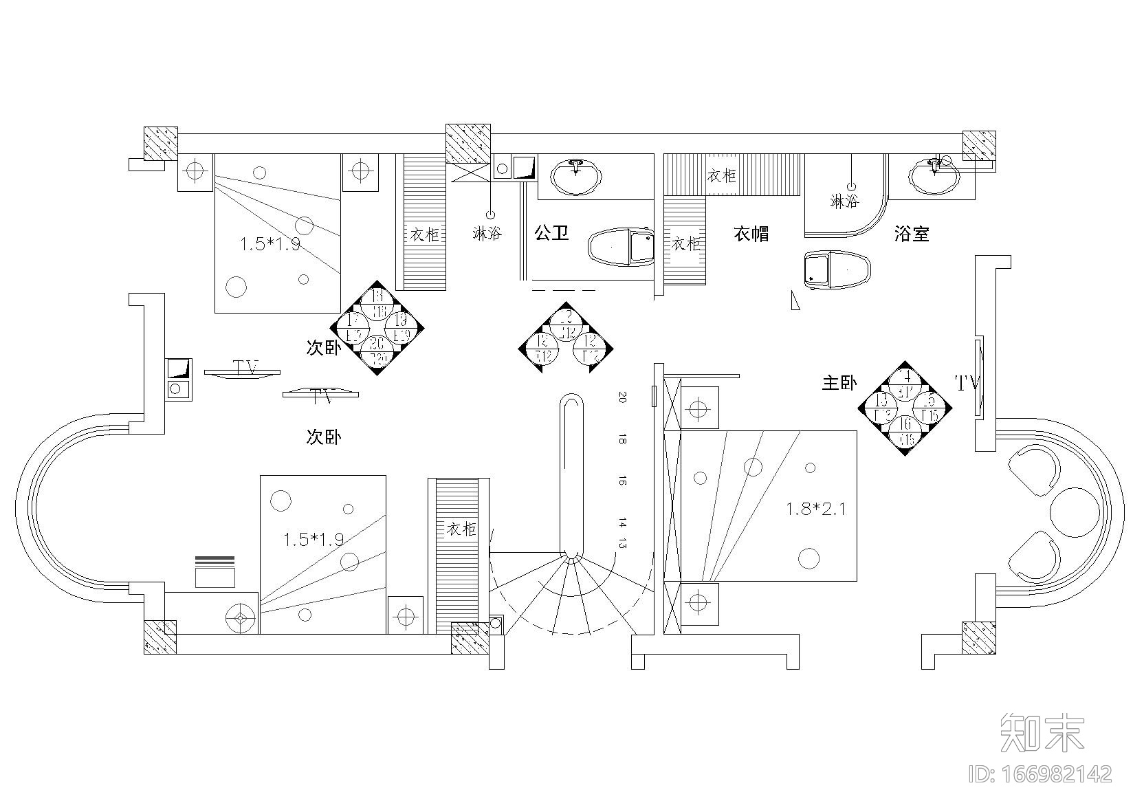 [厦门]风景秀丽山庄简欧三层别墅室内装修施工图cad施工图下载【ID:166982142】