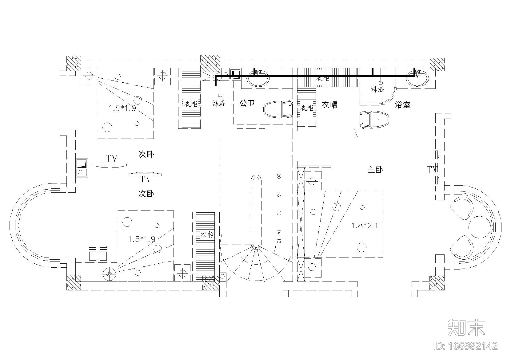 [厦门]风景秀丽山庄简欧三层别墅室内装修施工图cad施工图下载【ID:166982142】