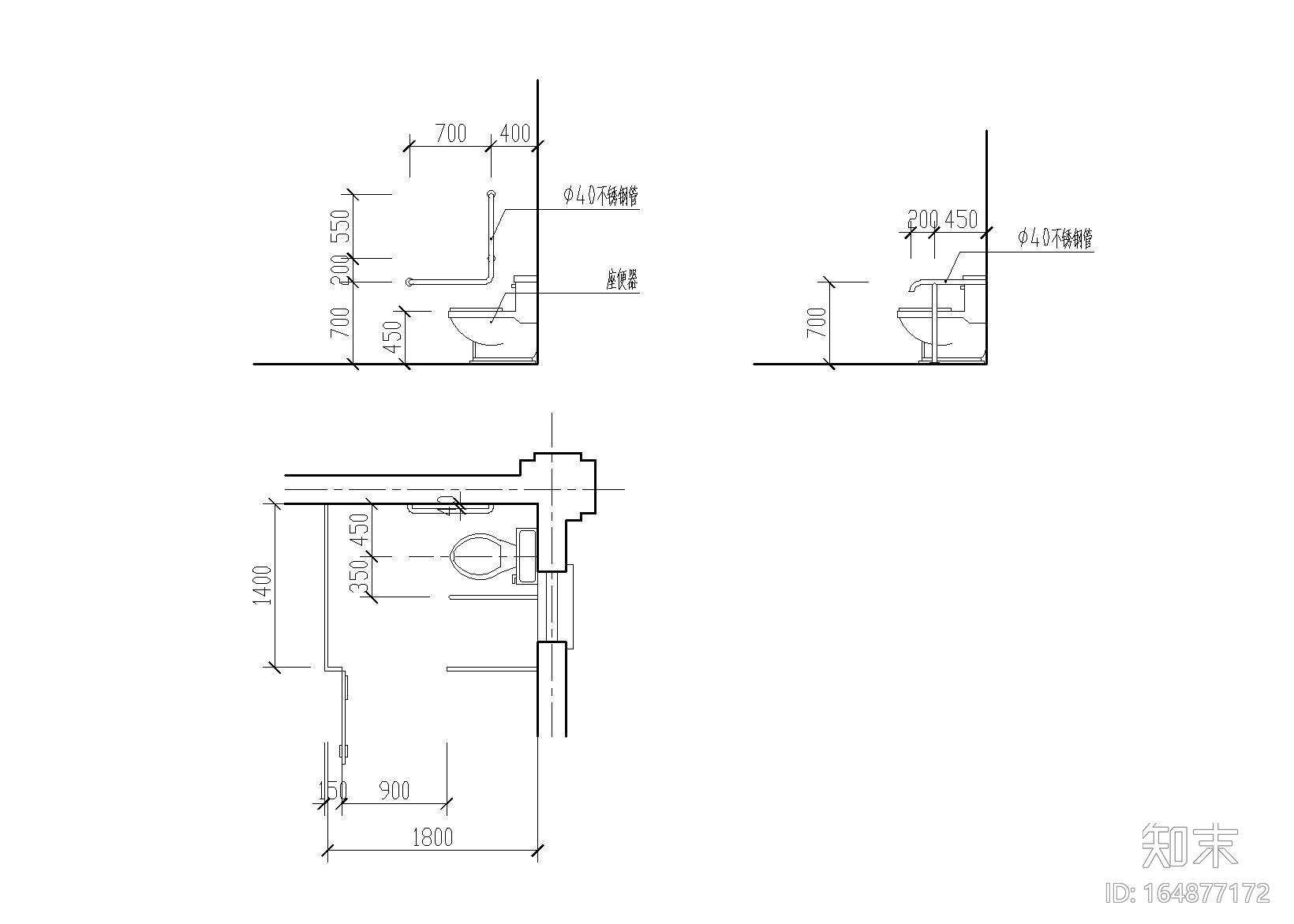 天都城公共厕所建筑施工图（CAD）施工图下载【ID:164877172】