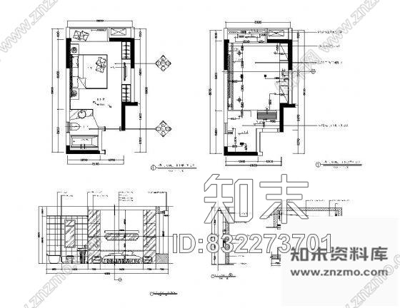 图块/节点样板房卧室装修详图cad施工图下载【ID:832273701】