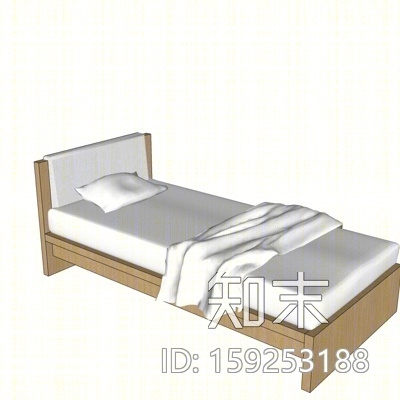现代布艺单人床SU模型下载【ID:159253188】