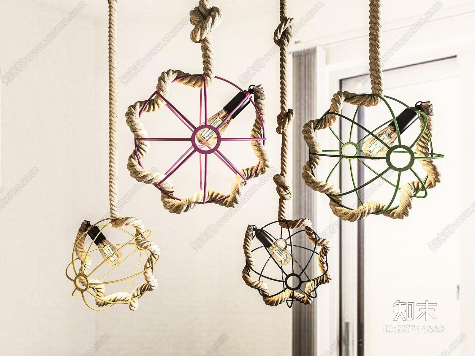 现代麻绳装饰灯3D模型下载【ID:55744880】