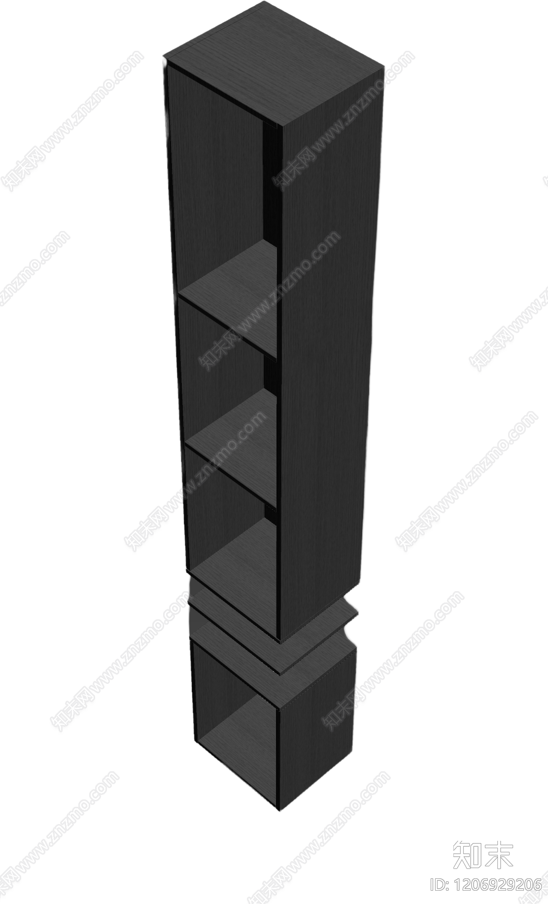 黑色木质书架3D模型下载【ID:1206929206】