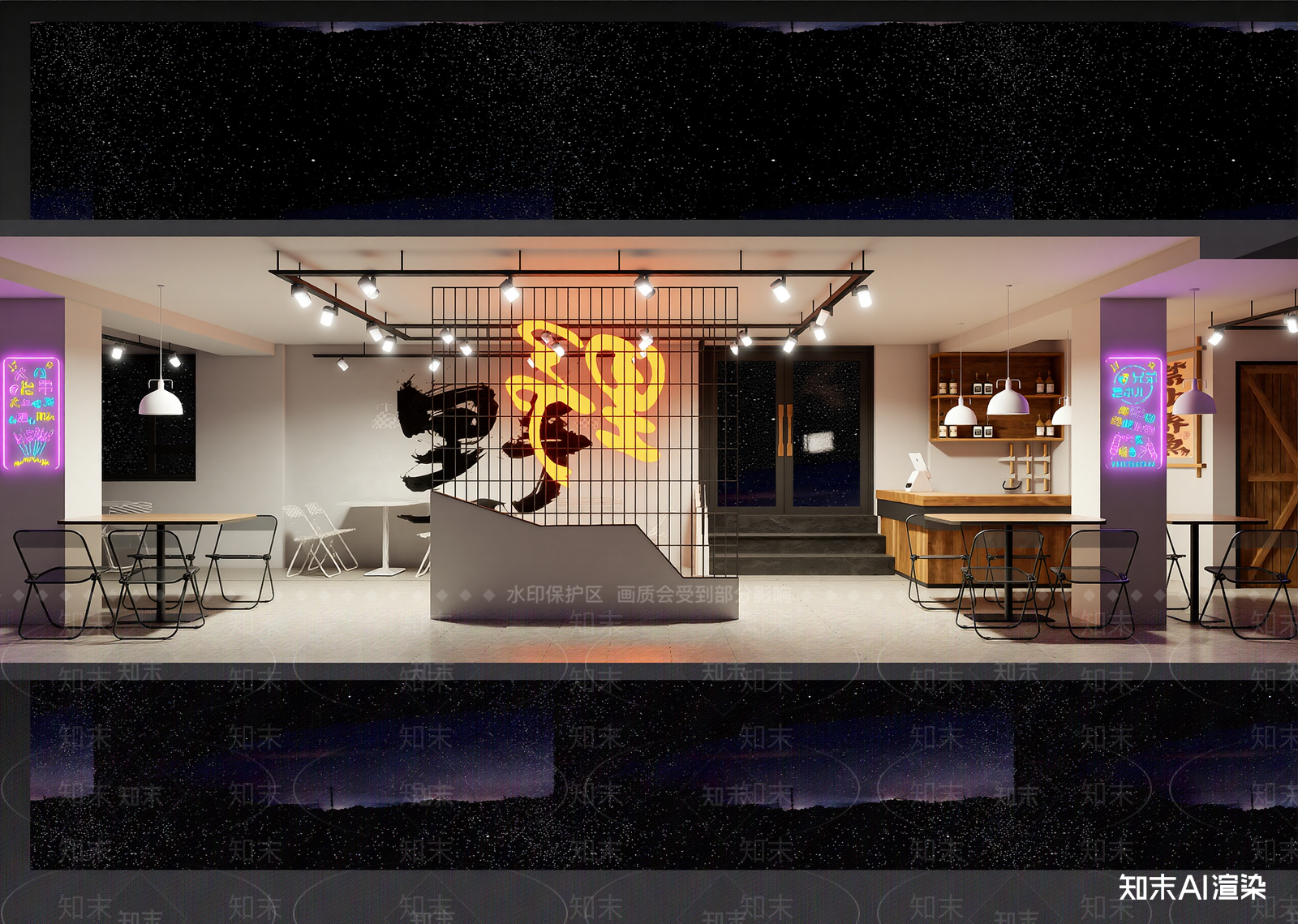 工业风咖啡厅3D模型下载【ID:1214433687】
