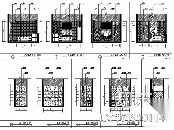 [山东]高级五星级中式酒店总统套房装修施工图（含效果）cad施工图下载【ID:161910114】