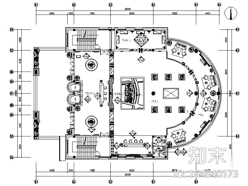 [福建]知名房产豪华会所售楼处室内施工图cad施工图下载【ID:164840173】