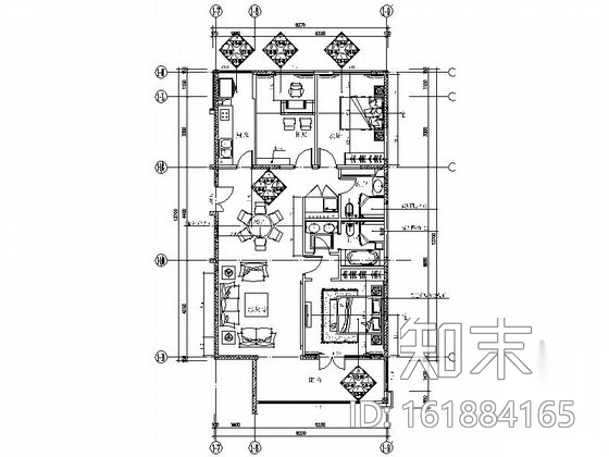 [北京]南三环时尚三居室样板间室内装修图（含效果）施工图下载【ID:161884165】