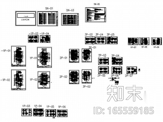 现代风格三层联排别墅样板房装修设计施工图cad施工图下载【ID:165559185】