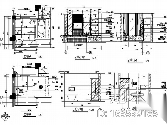 现代风格三层联排别墅样板房装修设计施工图cad施工图下载【ID:165559185】