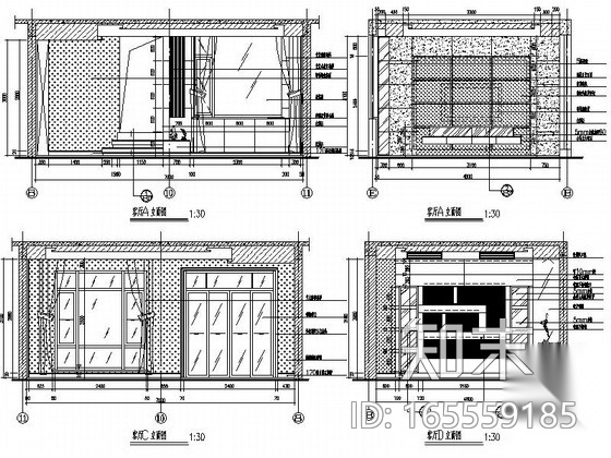 现代风格三层联排别墅样板房装修设计施工图cad施工图下载【ID:165559185】