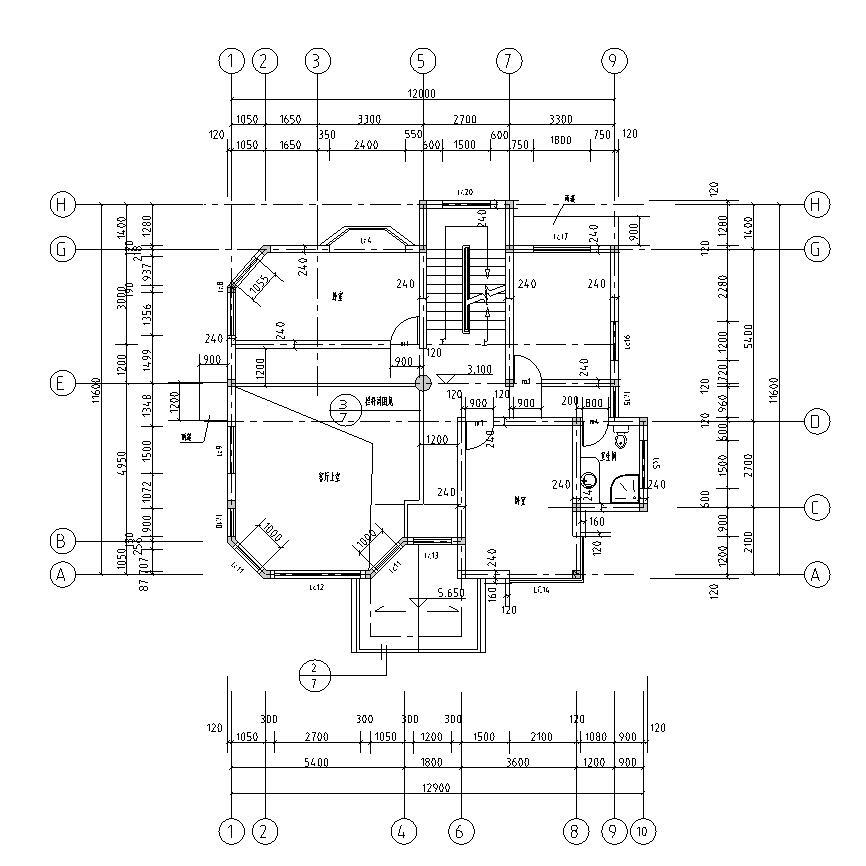 欧式风格3层单家独院式别墅cad施工图下载【ID:149889187】