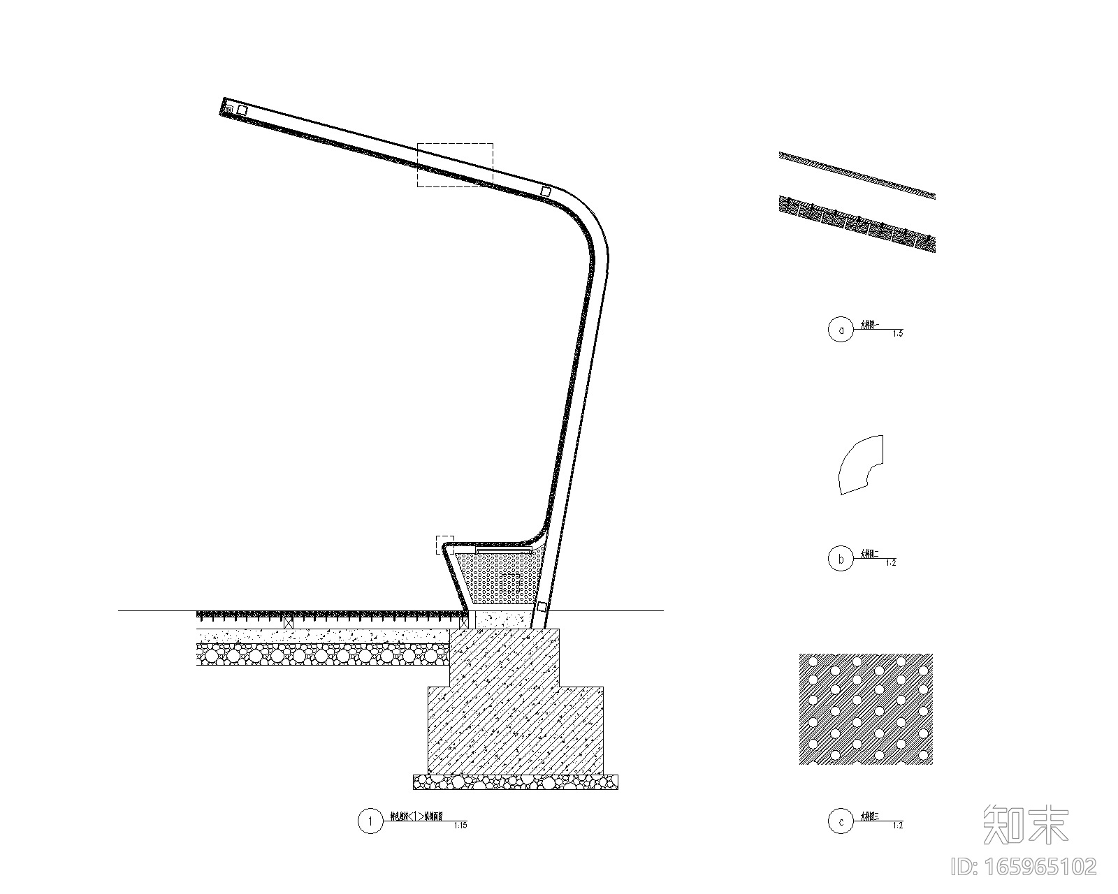 景观特色座椅详图（CAD施工图）cad施工图下载【ID:165965102】