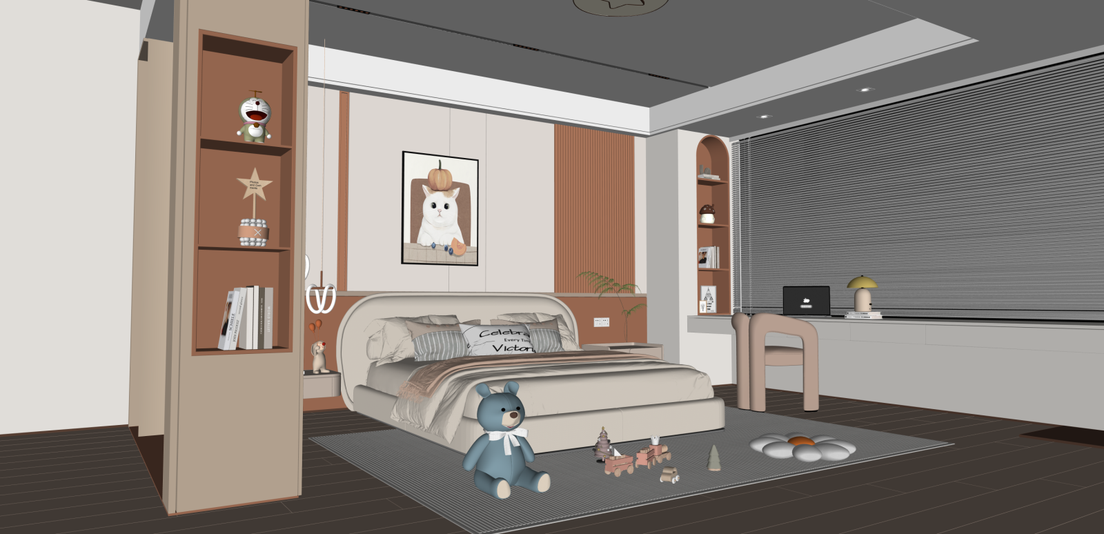 现代女孩房SU模型下载【ID:1215935605】