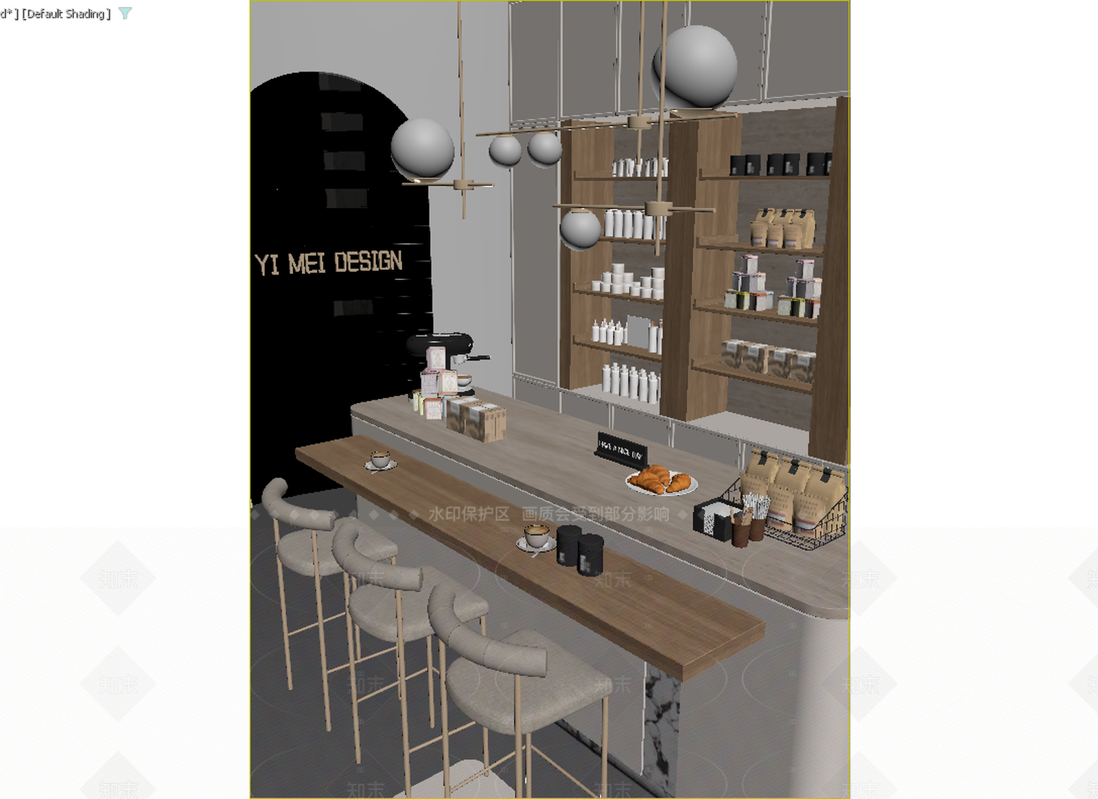 奶油咖啡厅3D模型下载【ID:1214941317】