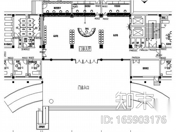 中医院现代门诊大厅室内装修图cad施工图下载【ID:165903176】