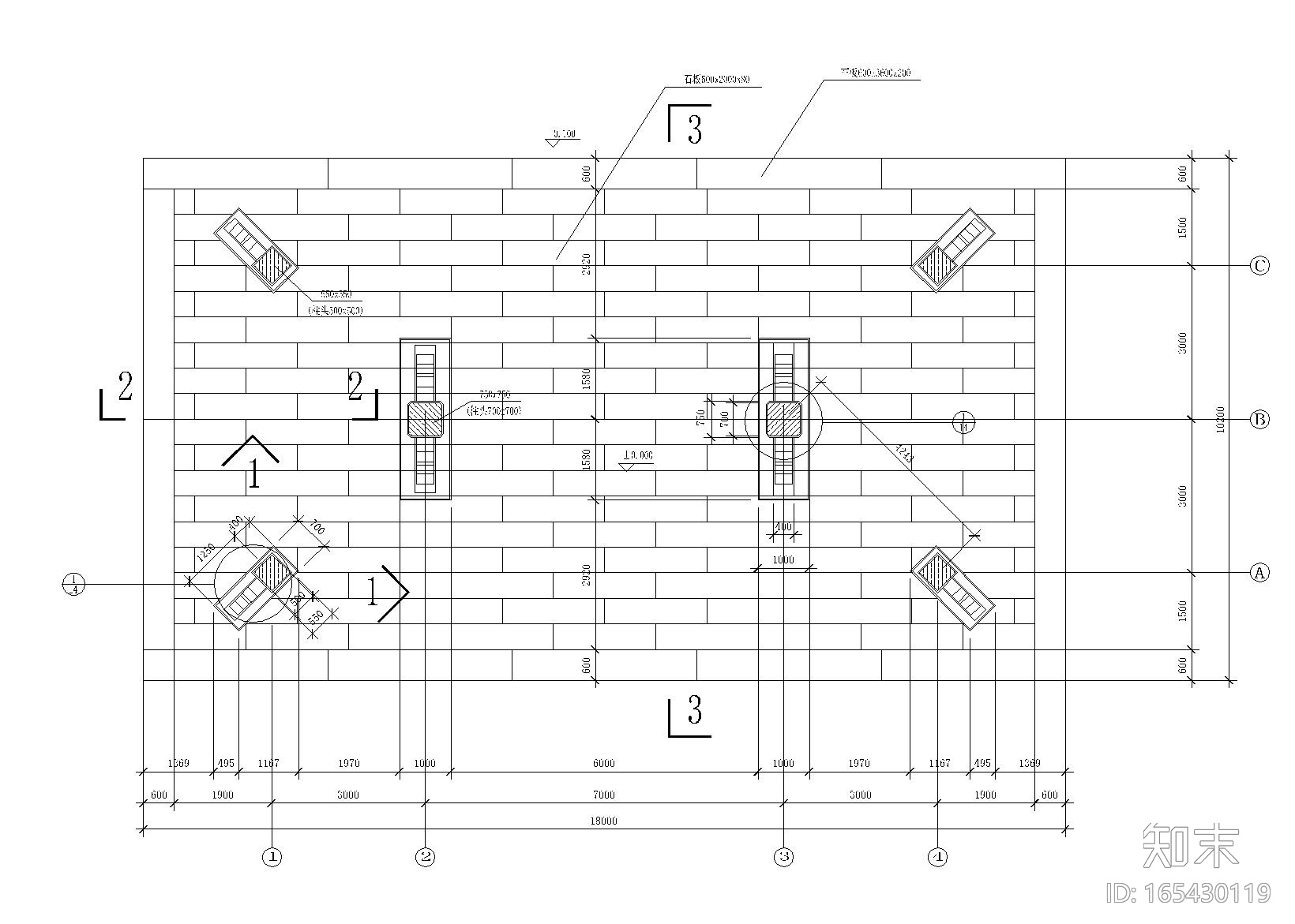 公园主入口牌坊建筑施工图设计施工图下载【ID:165430119】