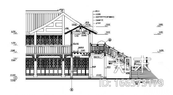 某二层古建搭建引梯工程施工图cad施工图下载【ID:166573179】