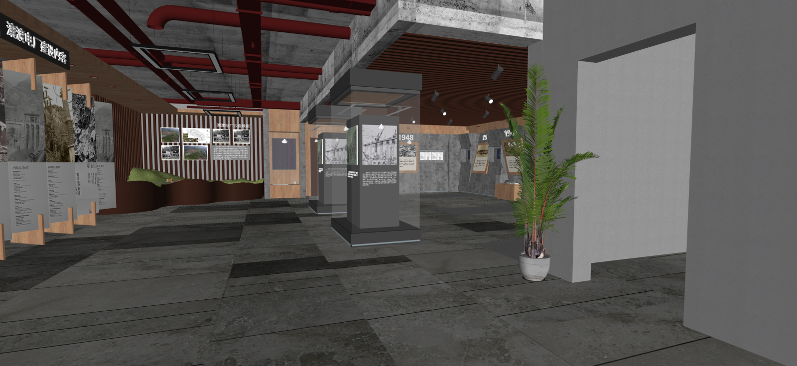 现代企业文化展厅SU模型下载【ID:1222133394】