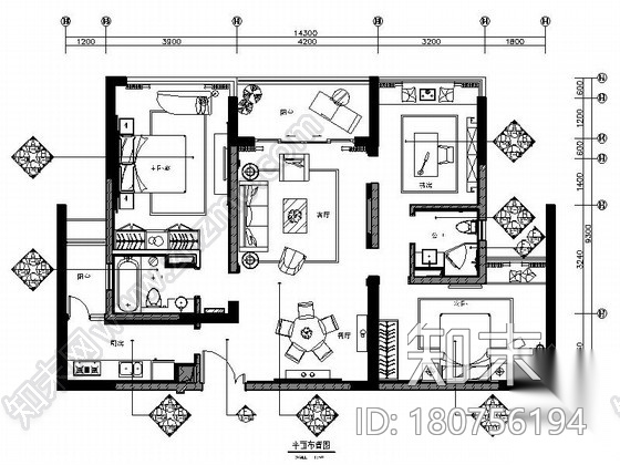 [广东]时尚温馨暖色调样板间装修施工图（含效果图）cad施工图下载【ID:180756194】