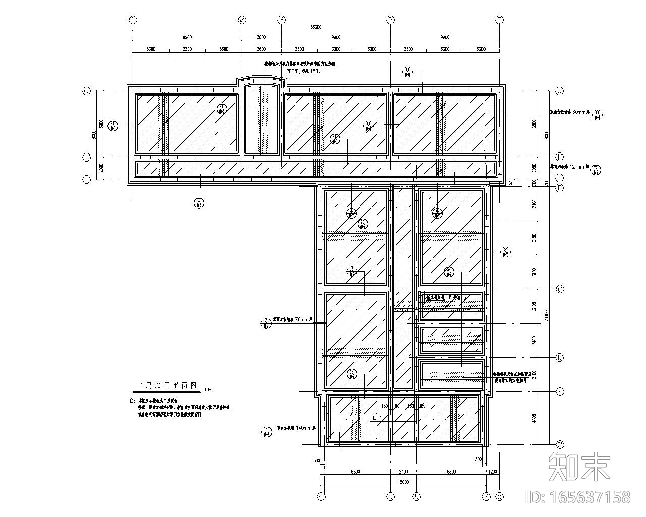 六层教学楼双面板墙加固施工图（CAD）施工图下载【ID:165637158】