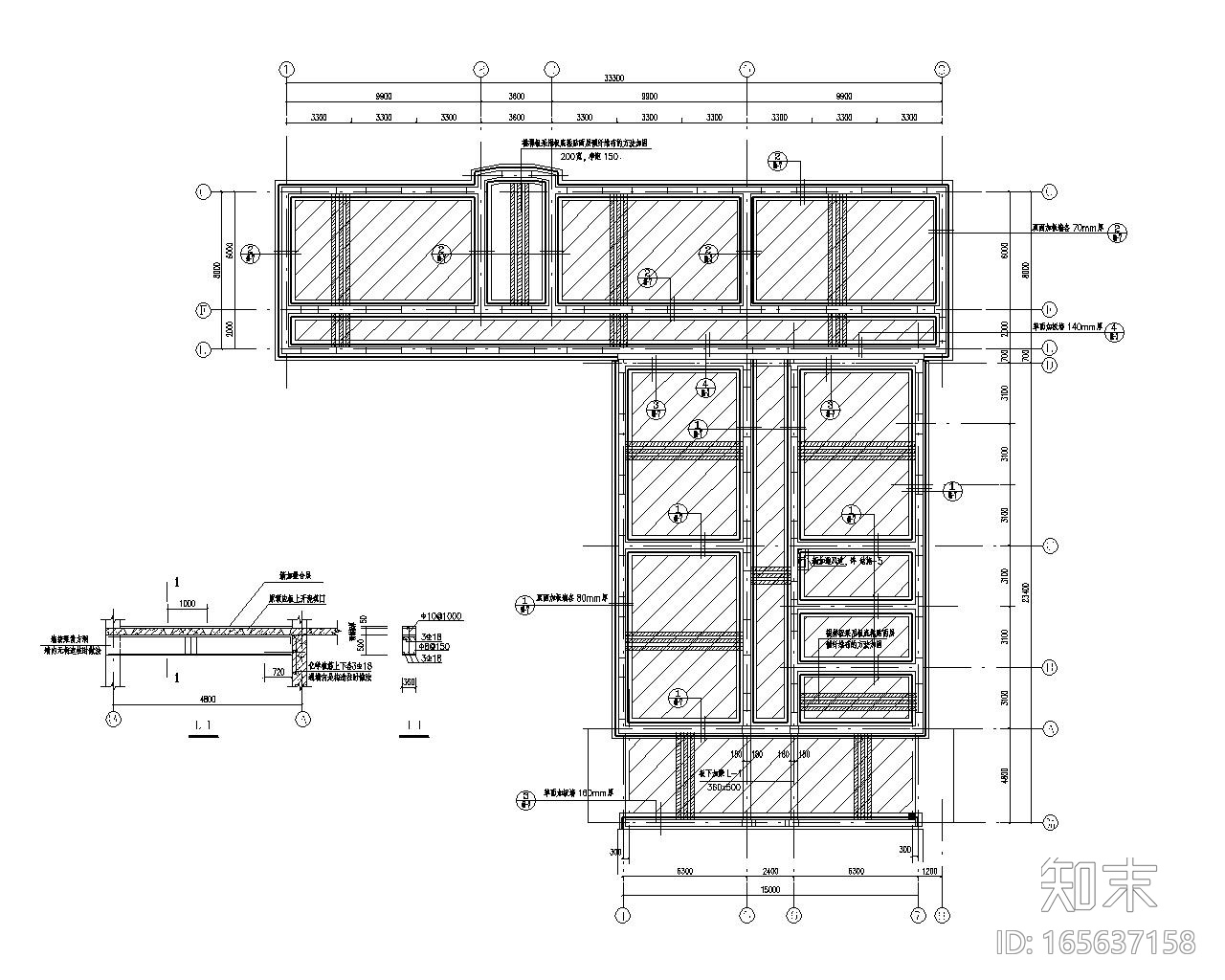 六层教学楼双面板墙加固施工图（CAD）施工图下载【ID:165637158】