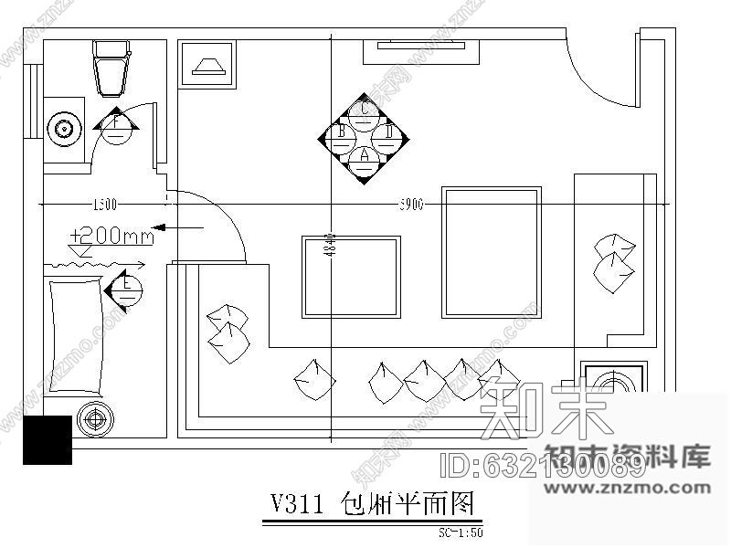 施工图酒吧包间装修图8cad施工图下载【ID:632130089】