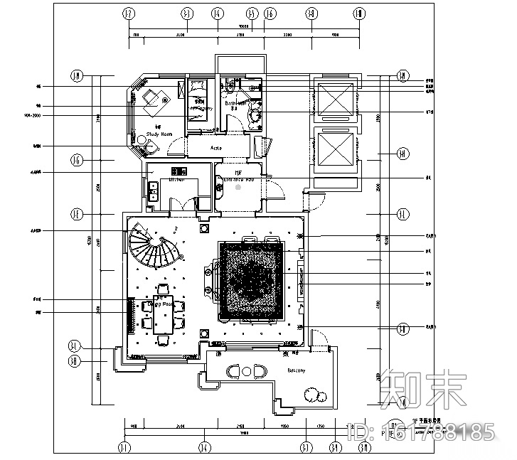 法式奢华中梁别墅设计施工图cad施工图下载【ID:161788185】