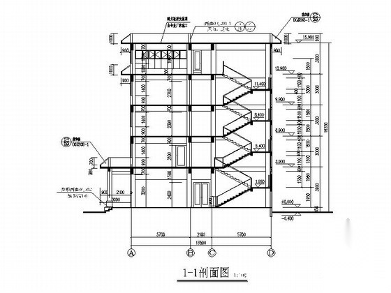 某武警中队四层营房建筑施工图cad施工图下载【ID:167235173】