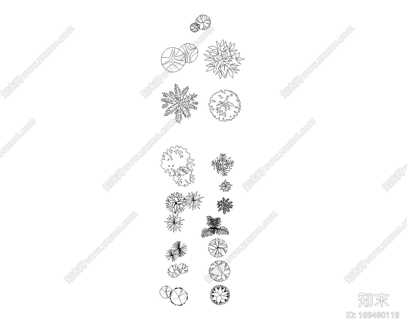 景观植物平立面CAD图库cad施工图下载【ID:169490119】