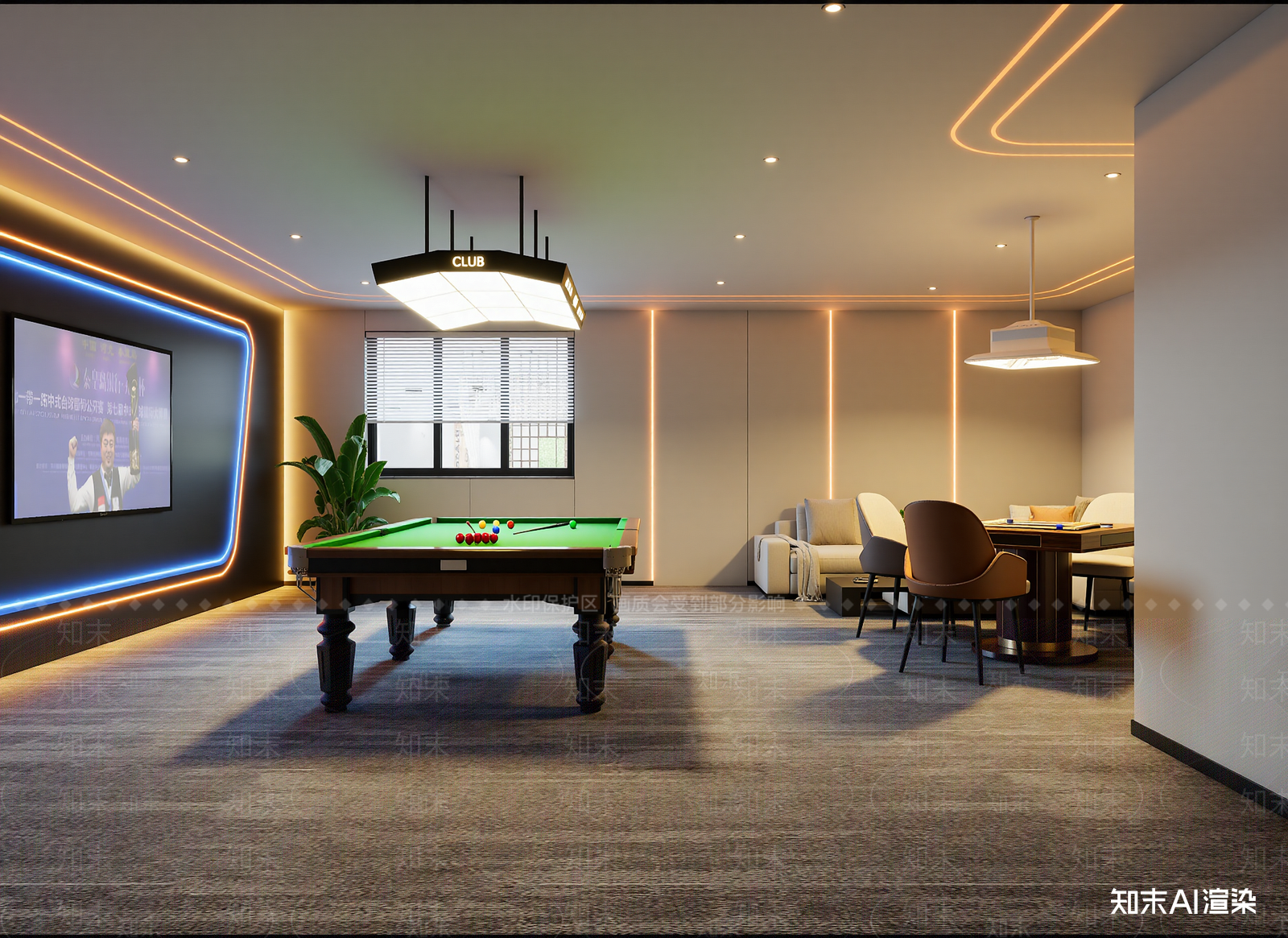 现代台球室3D模型下载【ID:1214675625】
