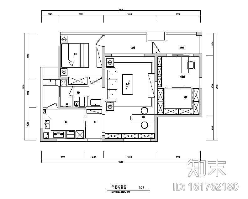 午后时光田园风二居室住宅设计施工图（附效果图）施工图下载【ID:161762180】