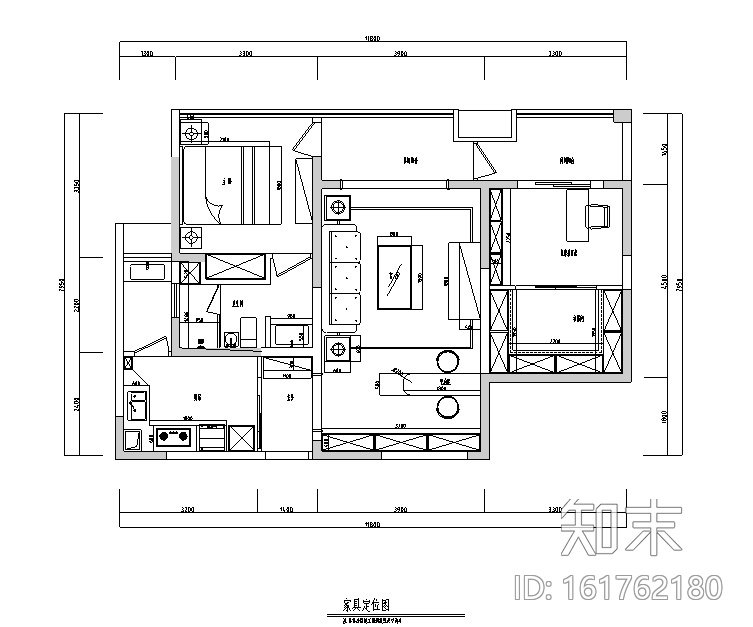 午后时光田园风二居室住宅设计施工图（附效果图）cad施工图下载【ID:161762180】