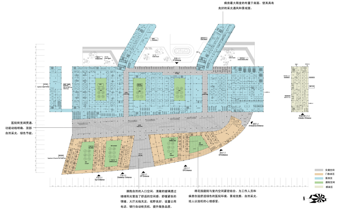 [北京]小清新设计感超大型甲级医院建筑设计方案文本cad施工图下载【ID:151583114】