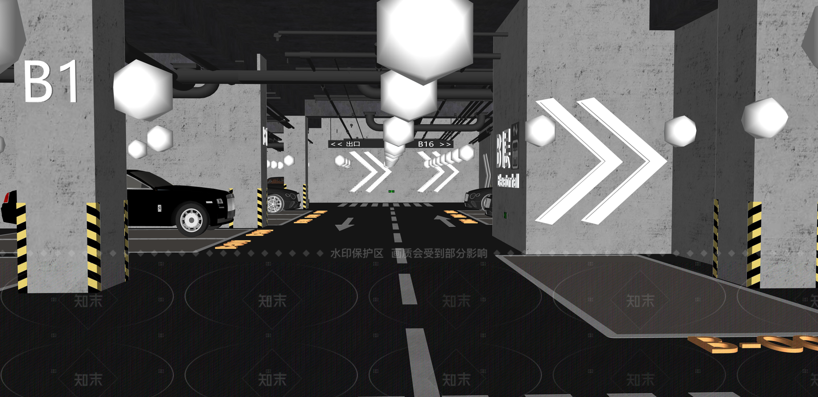 现代停车场SU模型下载【ID:1215965542】