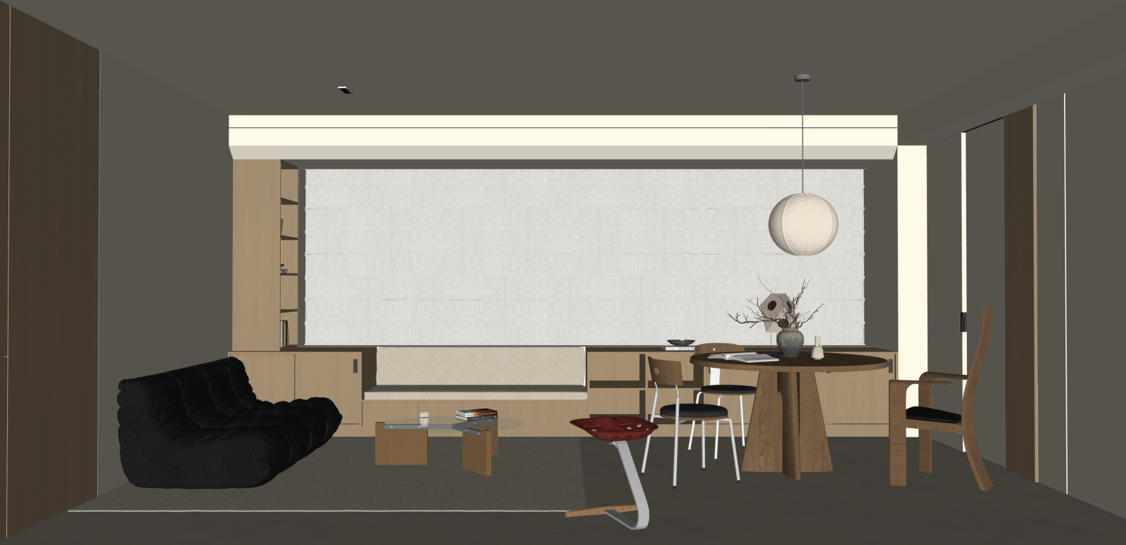 原木家居客厅SU模型下载【ID:1216049616】
