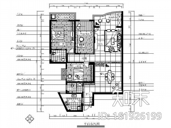 某摄影师三居室家（含效果图）cad施工图下载【ID:161926199】