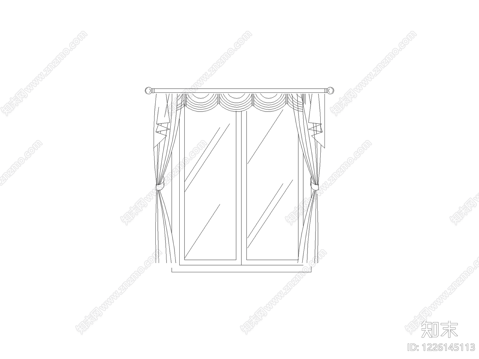 现代,新中式窗帘CAD图纸