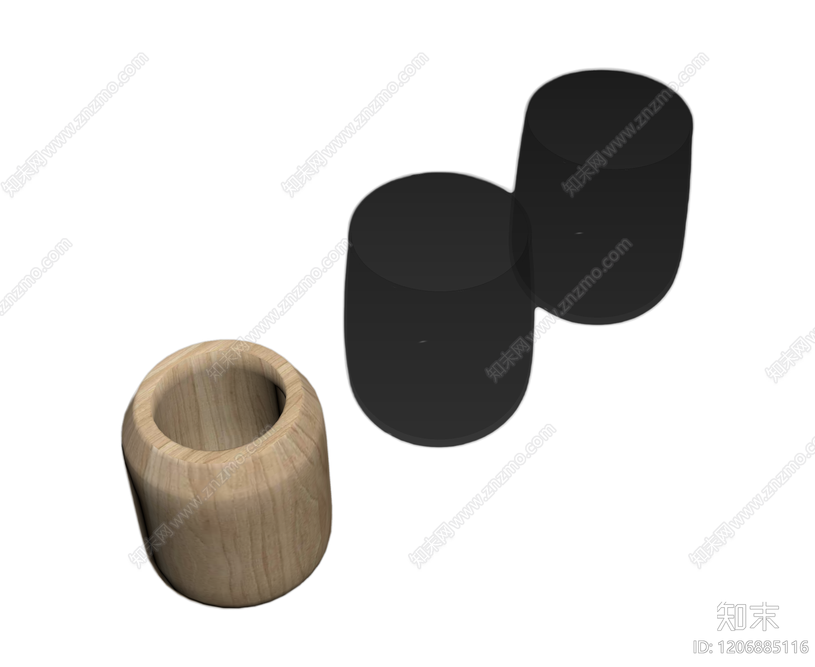 木质圆筒形器皿3D模型下载【ID:1206885116】