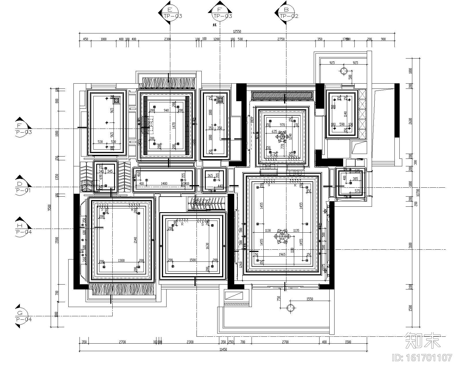 新古典风格三居室施工图设计（附3D模型+效果图）cad施工图下载【ID:161701107】