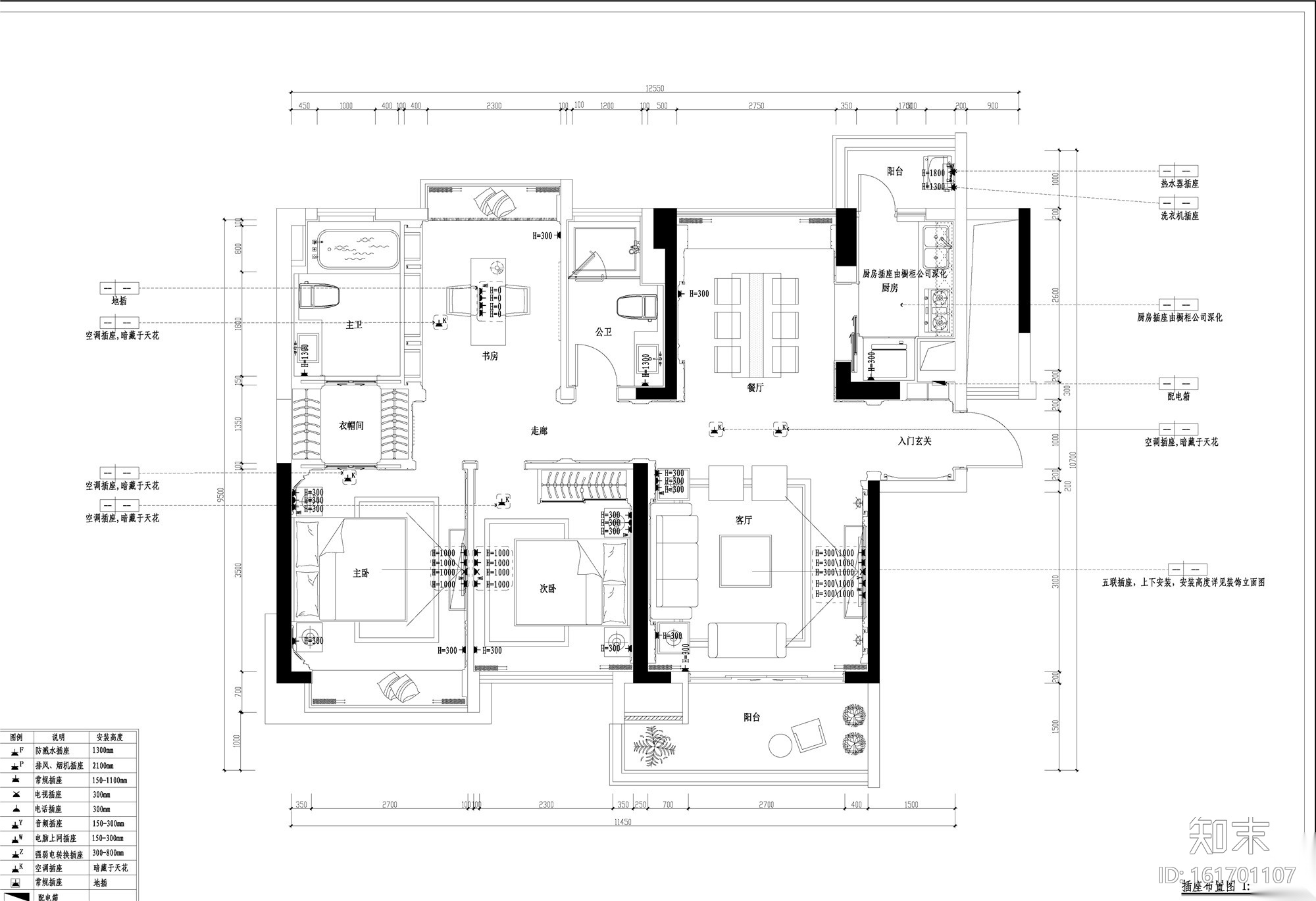 新古典风格三居室施工图设计（附3D模型+效果图）cad施工图下载【ID:161701107】