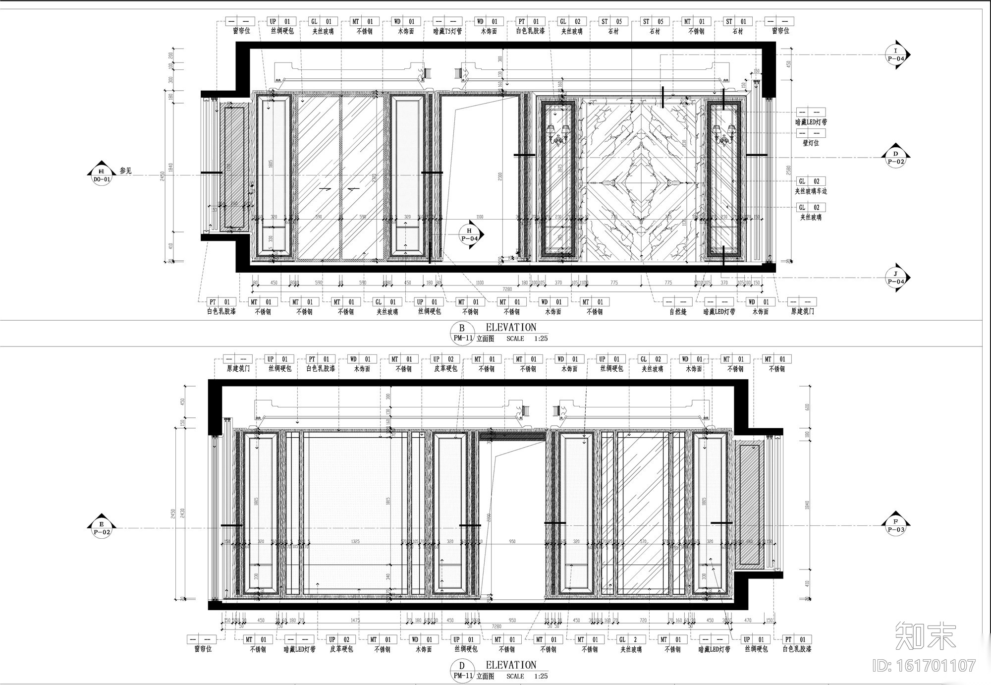 新古典风格三居室施工图设计（附3D模型+效果图）cad施工图下载【ID:161701107】