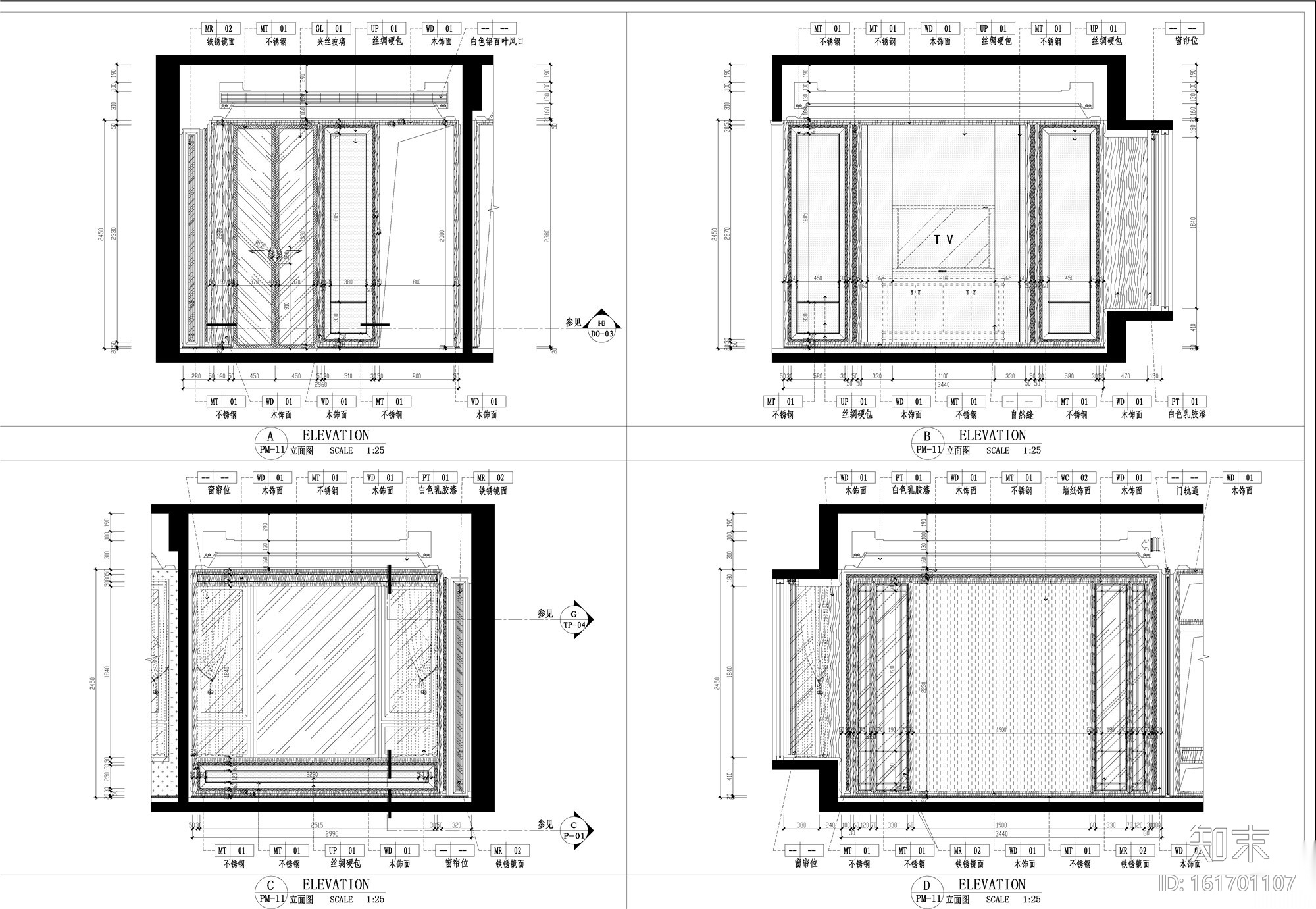 新古典风格三居室施工图设计（附3D模型+效果图）cad施工图下载【ID:161701107】