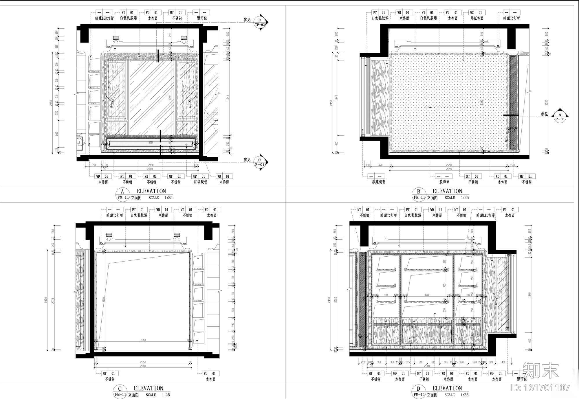 新古典风格三居室施工图设计（附3D模型+效果图）cad施工图下载【ID:161701107】