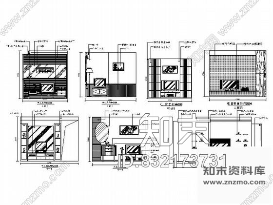 图块/节点现代时尚电视背景墙CAD立面图块下载施工图下载【ID:832173731】